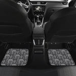 White And Grey Indian Elephant Print Front and Back Car Floor Mats