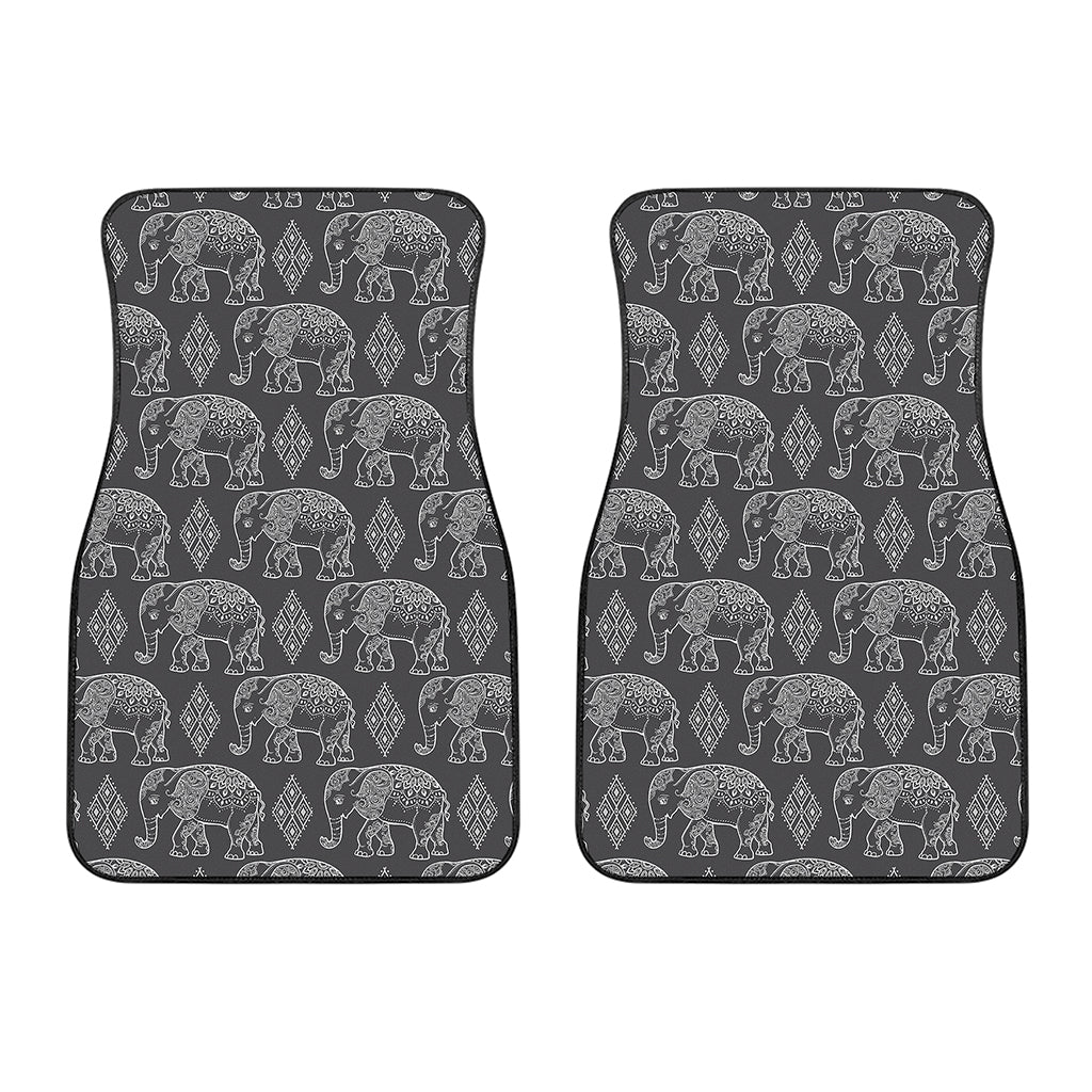 White And Grey Indian Elephant Print Front Car Floor Mats