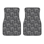 White And Grey Indian Elephant Print Front Car Floor Mats