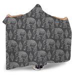 White And Grey Indian Elephant Print Hooded Blanket
