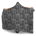 White And Grey Indian Elephant Print Hooded Blanket