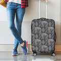 White And Grey Indian Elephant Print Luggage Cover