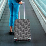 White And Grey Indian Elephant Print Luggage Cover