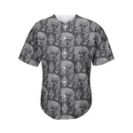 White And Grey Indian Elephant Print Men's Baseball Jersey
