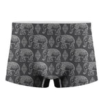 White And Grey Indian Elephant Print Men's Boxer Briefs