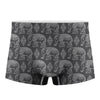White And Grey Indian Elephant Print Men's Boxer Briefs
