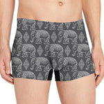 White And Grey Indian Elephant Print Men's Boxer Briefs
