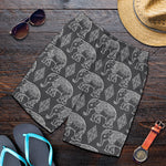 White And Grey Indian Elephant Print Men's Shorts
