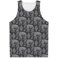 White And Grey Indian Elephant Print Men's Tank Top