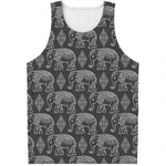 White And Grey Indian Elephant Print Men's Tank Top