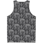 White And Grey Indian Elephant Print Men's Tank Top