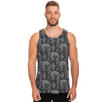 White And Grey Indian Elephant Print Men's Tank Top