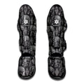 White And Grey Indian Elephant Print Muay Thai Shin Guards