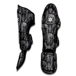 White And Grey Indian Elephant Print Muay Thai Shin Guard