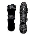 White And Grey Indian Elephant Print Muay Thai Shin Guard