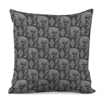White And Grey Indian Elephant Print Pillow Cover