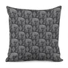 White And Grey Indian Elephant Print Pillow Cover