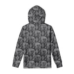 White And Grey Indian Elephant Print Pullover Hoodie