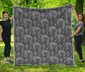 White And Grey Indian Elephant Print Quilt