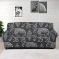 White And Grey Indian Elephant Print Sofa Cover