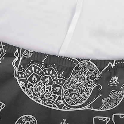 White And Grey Indian Elephant Print Sofa Cover