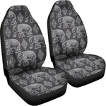 White And Grey Indian Elephant Print Universal Fit Car Seat Covers