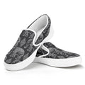 White And Grey Indian Elephant Print White Slip On Sneakers