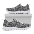 White And Grey Indian Elephant Print White Running Shoes