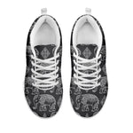 White And Grey Indian Elephant Print White Sneakers