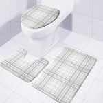 White And Grey Plaid Pattern Print 3 Piece Bath Mat Set