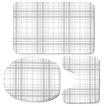 White And Grey Plaid Pattern Print 3 Piece Bath Mat Set