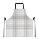 White And Grey Plaid Pattern Print Apron