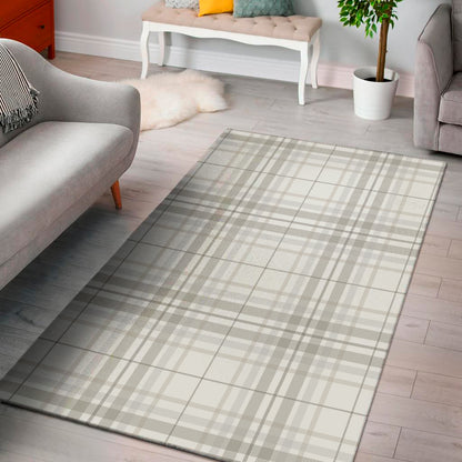 White And Grey Plaid Pattern Print Area Rug
