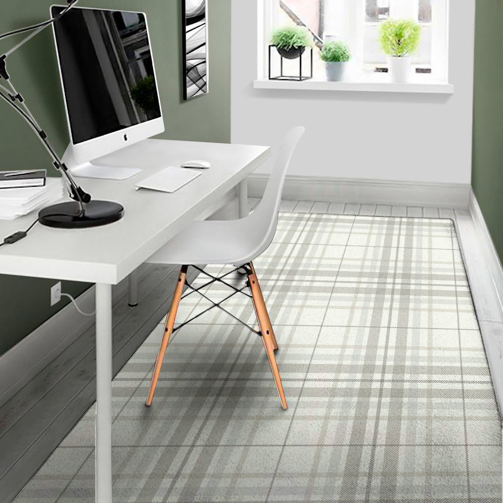 White And Grey Plaid Pattern Print Area Rug