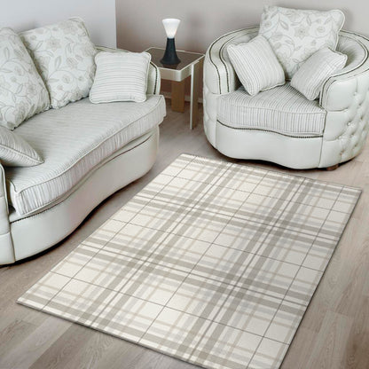 White And Grey Plaid Pattern Print Area Rug