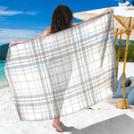White And Grey Plaid Pattern Print Beach Sarong Wrap