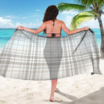 White And Grey Plaid Pattern Print Beach Sarong Wrap