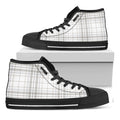 White And Grey Plaid Pattern Print Black High Top Sneakers