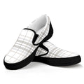 White And Grey Plaid Pattern Print Black Slip On Sneakers