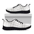 White And Grey Plaid Pattern Print Black Running Shoes
