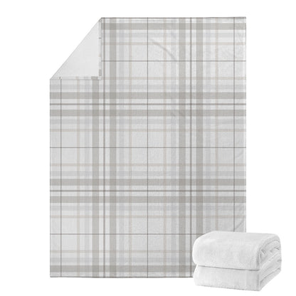 White And Grey Plaid Pattern Print Blanket