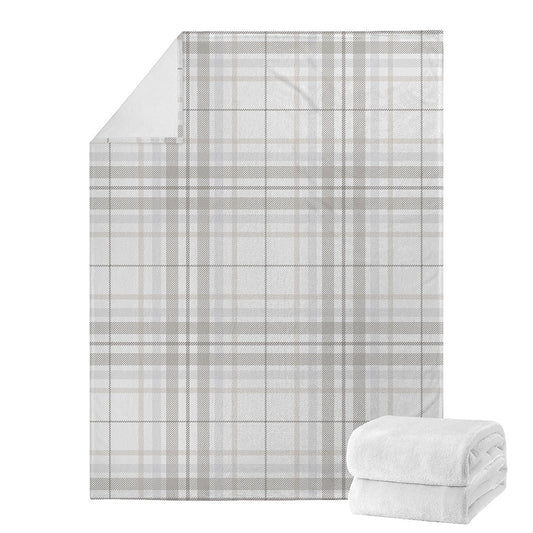 White And Grey Plaid Pattern Print Blanket
