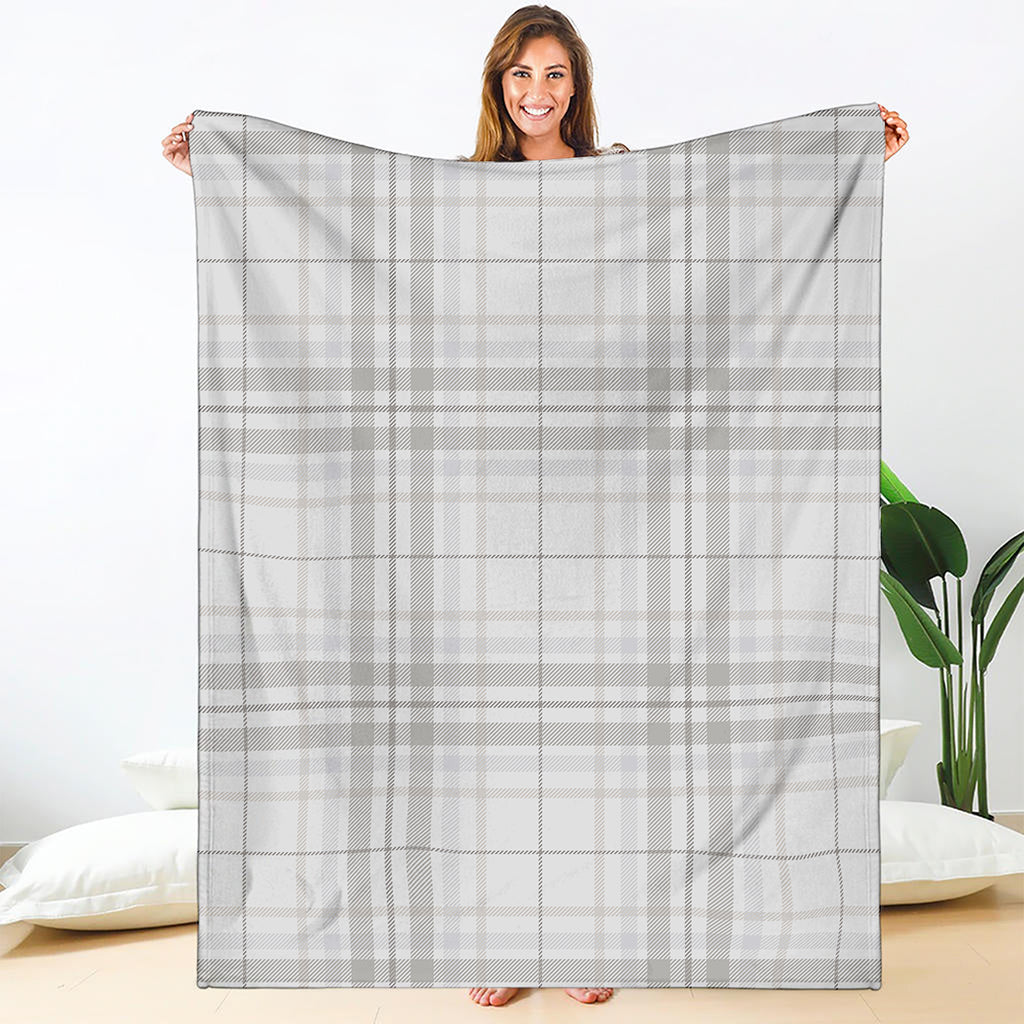 White And Grey Plaid Pattern Print Blanket