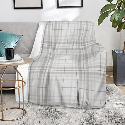 White And Grey Plaid Pattern Print Blanket