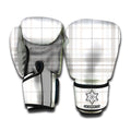 White And Grey Plaid Pattern Print Boxing Gloves