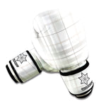 White And Grey Plaid Pattern Print Boxing Gloves