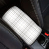 White And Grey Plaid Pattern Print Car Center Console Cover