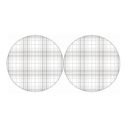 White And Grey Plaid Pattern Print Car Coasters