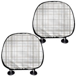 White And Grey Plaid Pattern Print Car Headrest Covers