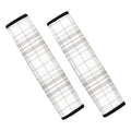 White And Grey Plaid Pattern Print Car Seat Belt Covers